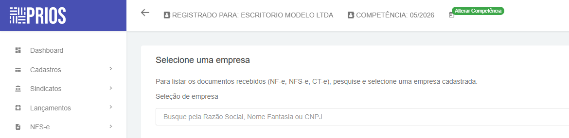 PRIOS DF-e — monitoramento de notas fiscais emitidas contra o CNPJ do cliente