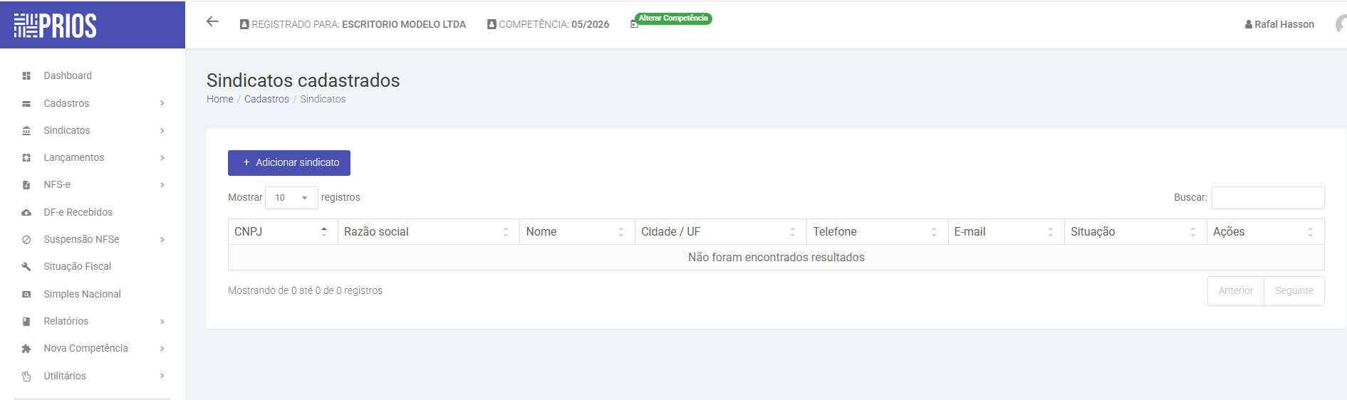 PRIOS — ferramenta de cadastro e acompanhamento de sindicatos